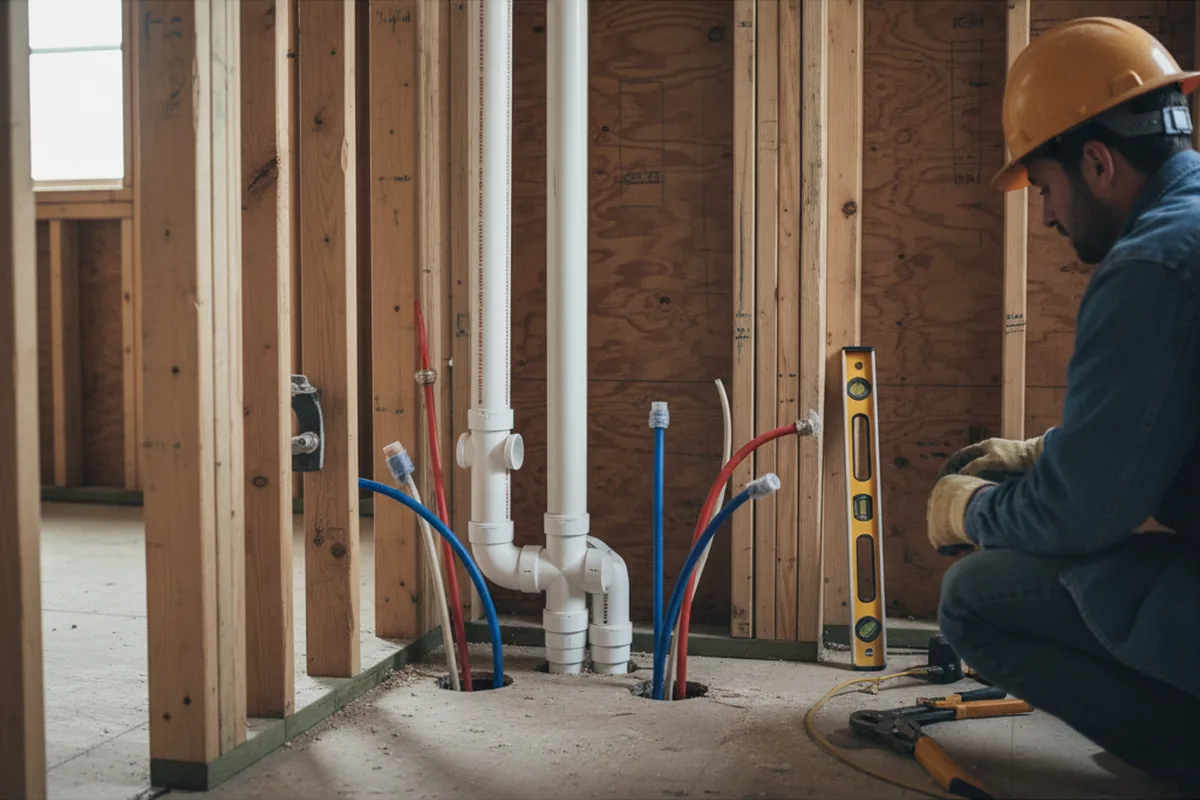 Drain and supply rough-in during Drain Cleaning in Roselle Park